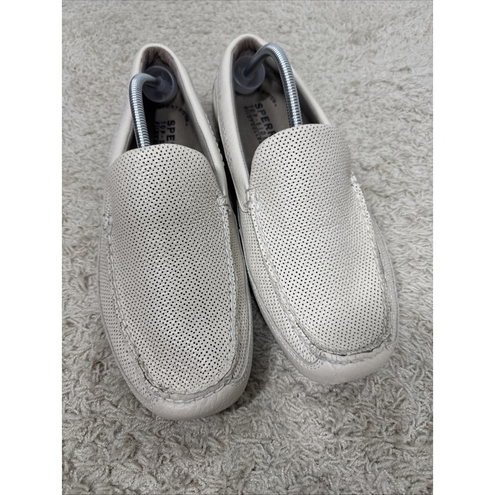 Sperry Top-Sider Pilot Collection Cream Perforated Slip On Loafers Boat Shoes 12 - Picture 4 of 13